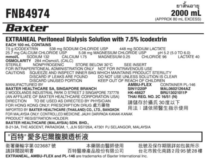 Picture of EXTRANEAL Peritoneal Dialysis Solution with Icodextrin 2000mL - label