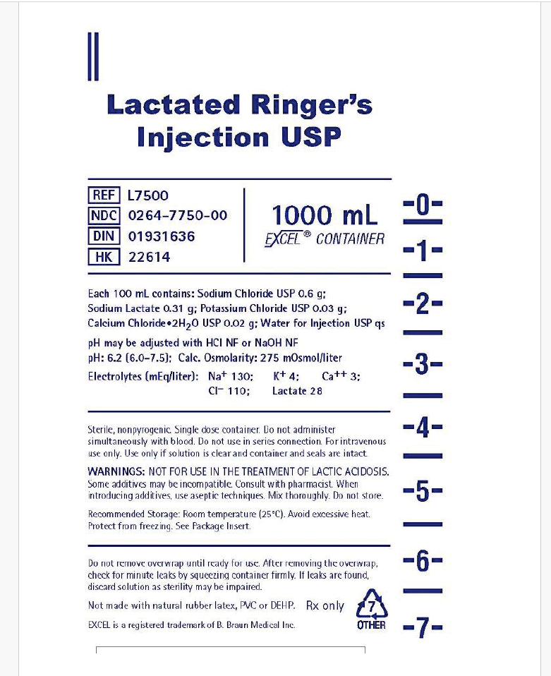 Picture of Lactated Ringers Injection USP 1000mL bag - label