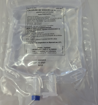 Picture of Sodium Chloride 0.9% solution for infusion bag 250mL - bag