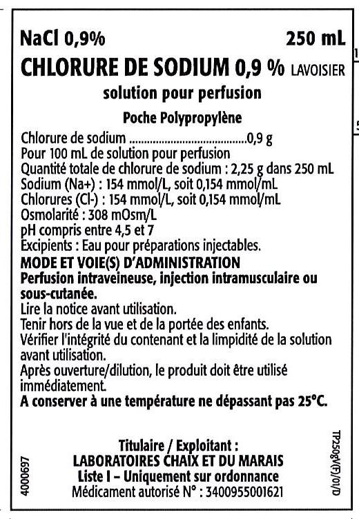 Picture of Sodium Chloride 0.9% solution for infusion bag 250mL bag - label