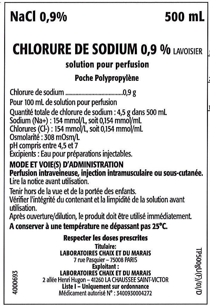 Picture of Sodium Chloride 0.9% solution for infusion bag 500mL bag - label