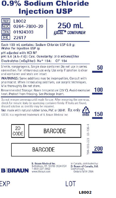 Picture of Sodium Chloride Injection USP in EXCEL bag 250 mL - label 