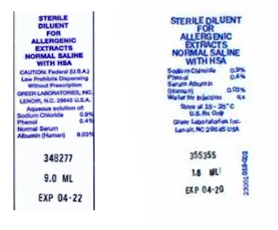 Picture of Sterile Diluent 1.8mL and 9mL vial labels