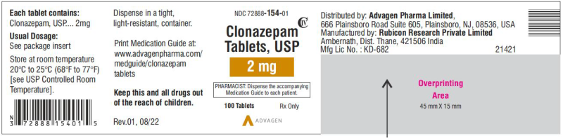 Picture of Clonazepam Tablets USP 2mg 100 pack - label