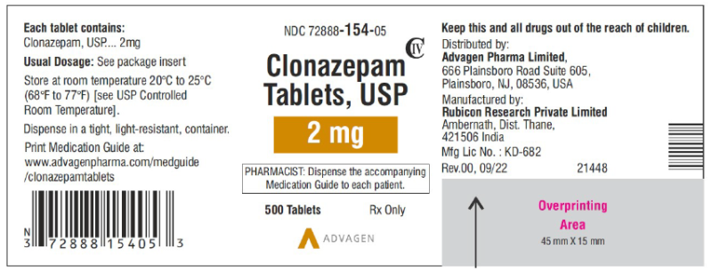 Picture of Clonazepam Tablets USP 2mg 500 pack - label