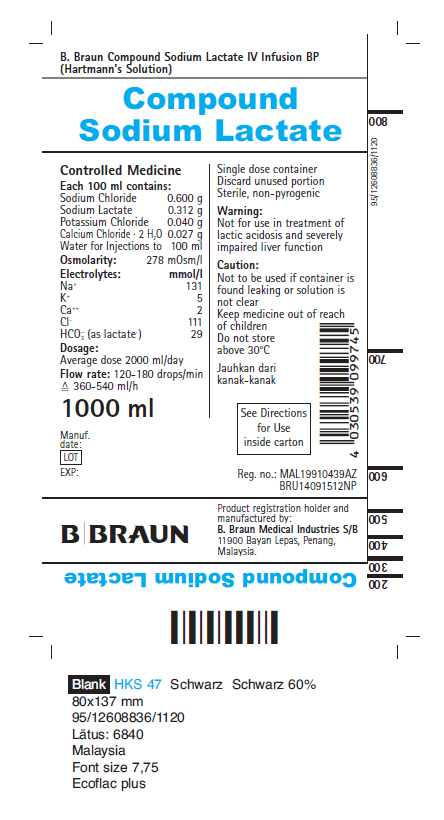 Picture of Compound Sodium Lactate Intravenous Infusion BP 1000 mL - label