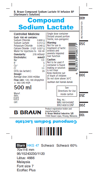 Picture of Compound Sodium Lactate Intravenous Infusion BP 500 mL - label