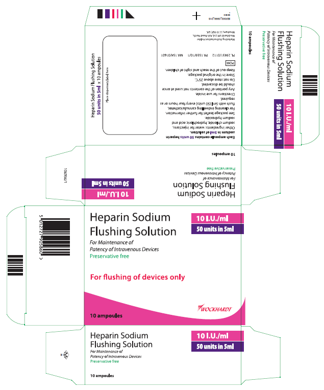 Picture of Heparin sodium flushing solution 10IU/mL ampoule - carton