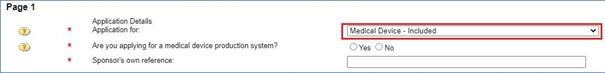 Screenshot showing to select "Medical Device - Included" from the first drop down list provided.