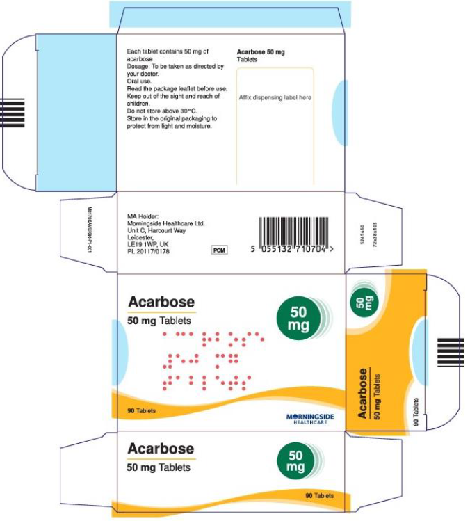 Picture of Acarbose 50mg tablets - carton