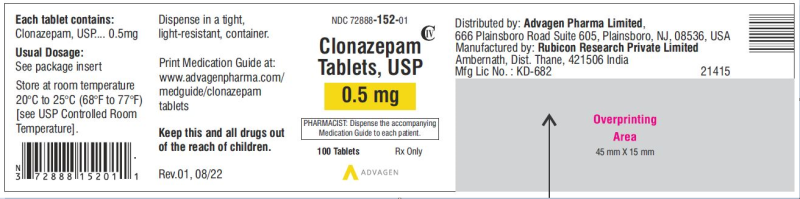 Picture of clonazepam 0.5mg 100 tab  -label