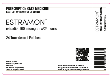 Picture of ESTRAMON 100mcg/24hours patch carton label