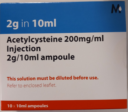 Picture of Acetylcysteine 200mg/mL injection ampoule - carton front