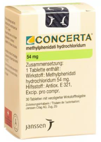 Picture of CONCERTA methylphenidate hydrochloride 54mg extended-release tablets - carton