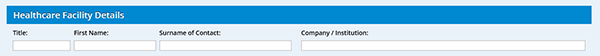 screenshot showing Healthcare Facility Details fields